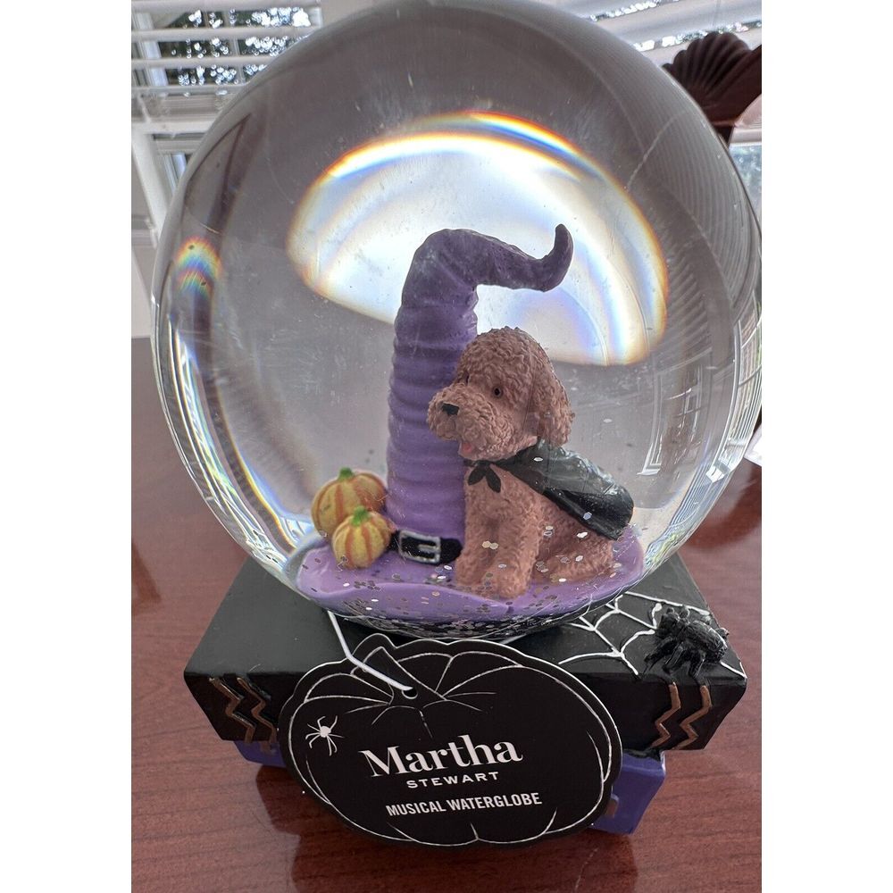Martha Stewart Halloween‎ 12" Crystal Musical DogGlobe Pumpkin NEW Selling FAST! - Picture 5 of 8
